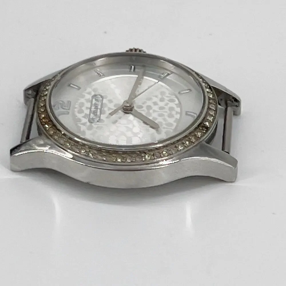 Coach Women’s Watch Silver Tone Crystal Bezel Signature C Dial